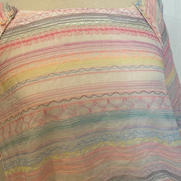 NWT By Anthropologie Letty Neon Embroidered Top - Picture 2 of 5